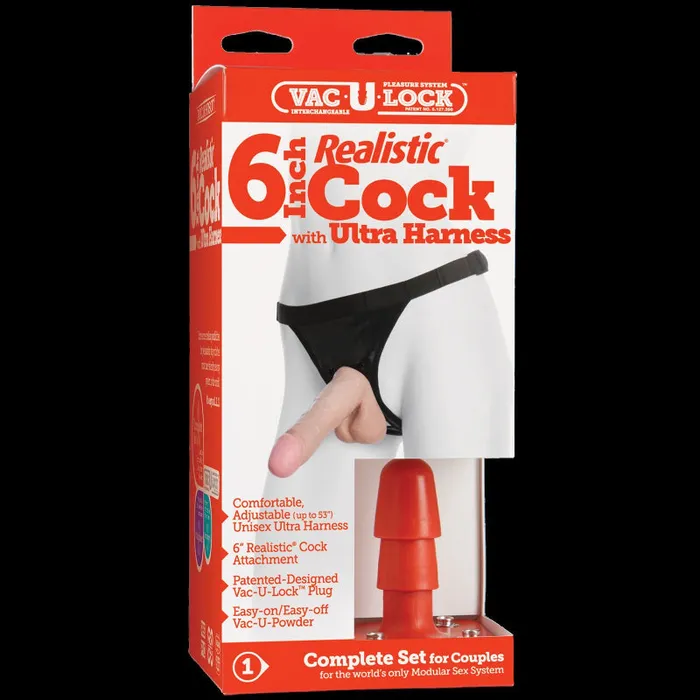 Doc Johnson Dildos VacULock 7 Inch Realistic Cock With Ultra Harness