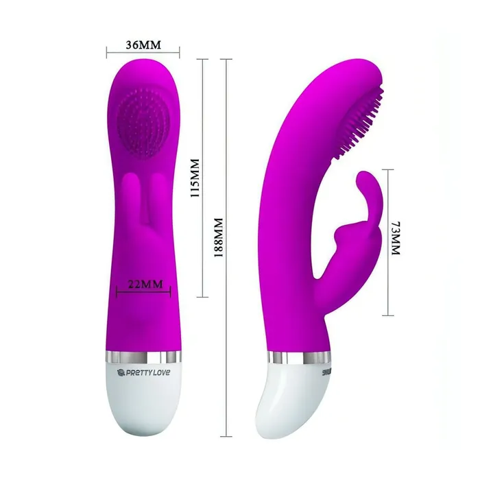 Vibrators | Vibratore Rabbit Christ con funzione di tickling - Viola/Bianco - Pretty Love