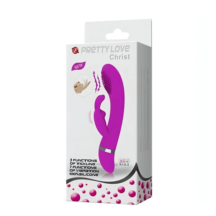Vibrators | Vibratore Rabbit Christ con funzione di tickling - Viola/Bianco - Pretty Love