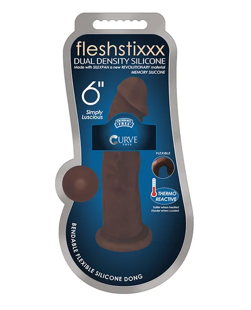 Dildos CURVE NOVELTIES Fleshstixxx 6in Silicone Dildo No Balls Chocolate