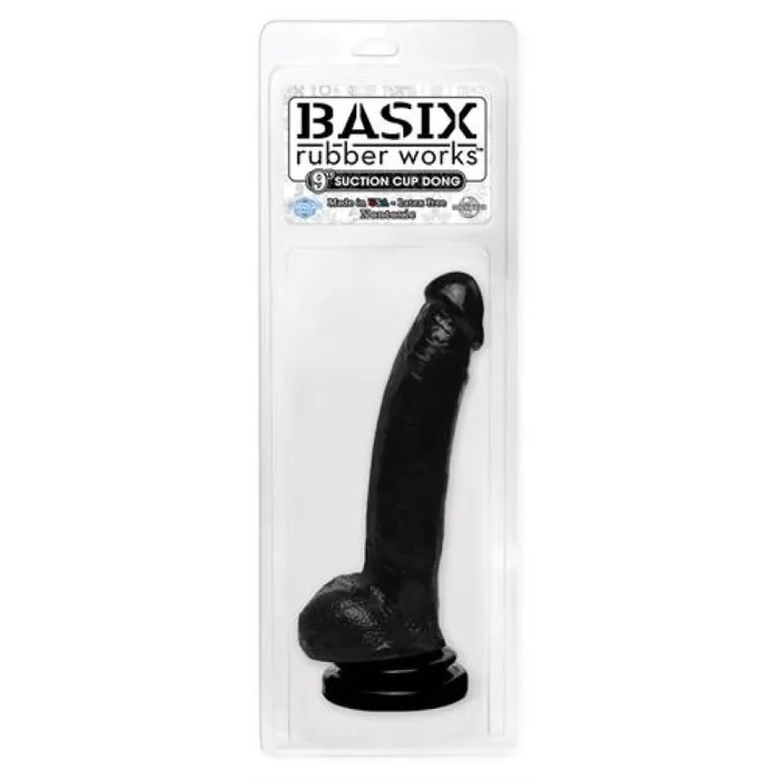 Dildos | Pipedream Basix Rubber Works 9 Inch Suction Cup Dong - Black Dildos | Pipedream Basix Rubber Works 9 Inch Suction Cup Dong - Black