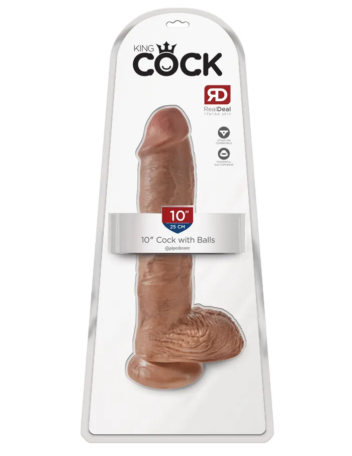 Dildos Pipedreams King Cock 10 Cock with Balls Tan