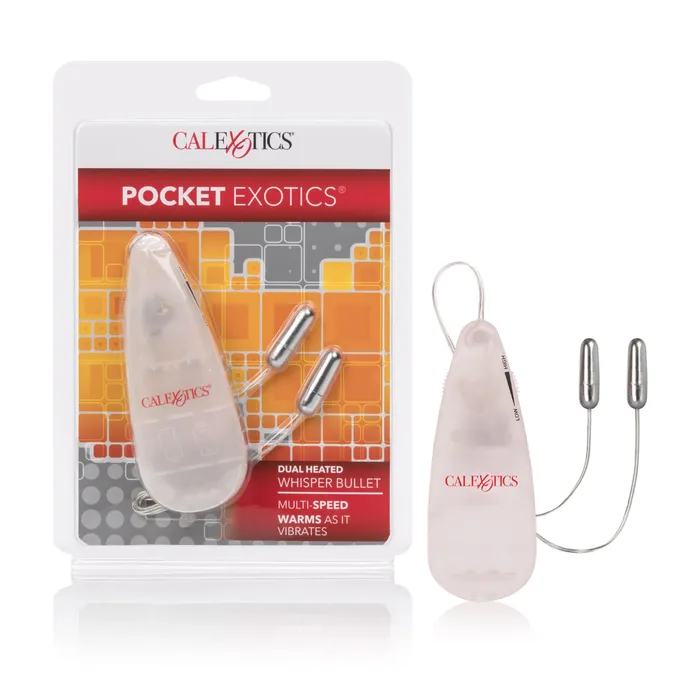 Dildos Power Pocket Exotics Dual Heated Whisper Bullets Clear CalExotics