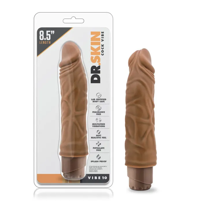 Dr Skin Cock Vibe 10 85 Inch Vibrating Cock Mocha Blush Novelties Dildos