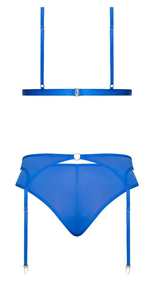 Female Sex Toys | Sassy Bra Garter & Rouched Panty Cobalt - Magic Silk Lingerie