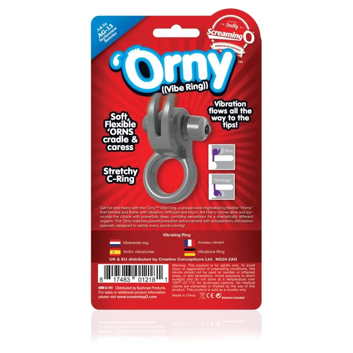 Male Sex Toys | Orny Vibe Ring - Grey - Screaming O