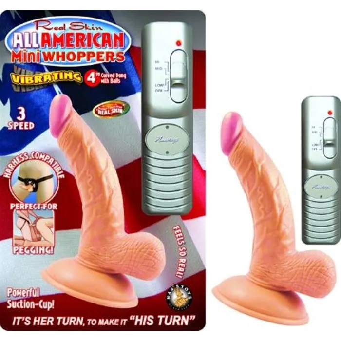 Nasstoys Dildos All American Mini Whoppers Vbrating 4Inch Curved Dong WballsFlesh Nasstoys Dildos All American Mini Whoppers Vbrating 4Inch Curved Dong WballsFlesh