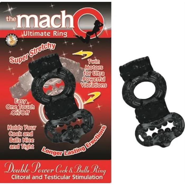 Nasstoys Dildos The Macho Collection Double Power Cock and Balls Rising Black Nasstoys Dildos The Macho Collection Double Power Cock and Balls Rising Black
