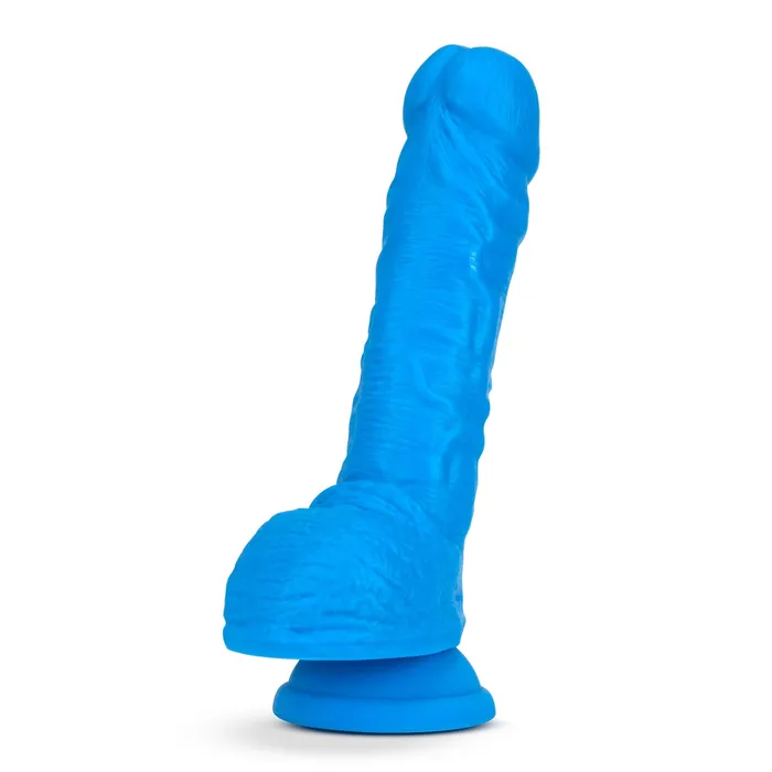 Neo Elite 9in Dual Density Cock w Balls Neon Blue Blush Novelties Dildos