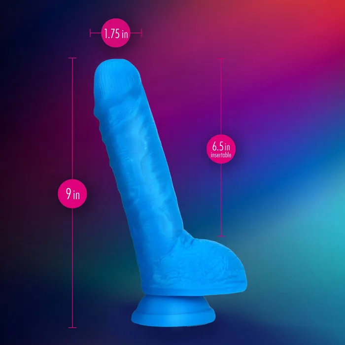 Neo Elite 9in Dual Density Cock /w Balls Neon Blue | Blush Novelties Dildos