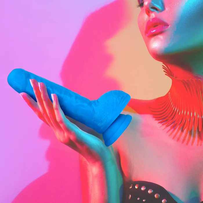Neo Elite 9in Dual Density Cock /w Balls Neon Blue | Blush Novelties Dildos