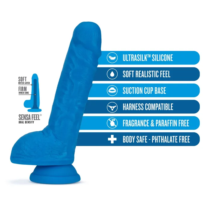 Neo Elite 9in Dual Density Cock /w Balls Neon Blue | Blush Novelties Dildos