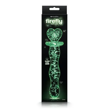 NS Novelties Dildos Firefly Heart A Glow Glass Dildo in Clear