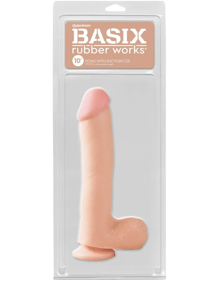 Pipedream Dildos Basix Rubber Works 10 Inch Dong With Suction Cup