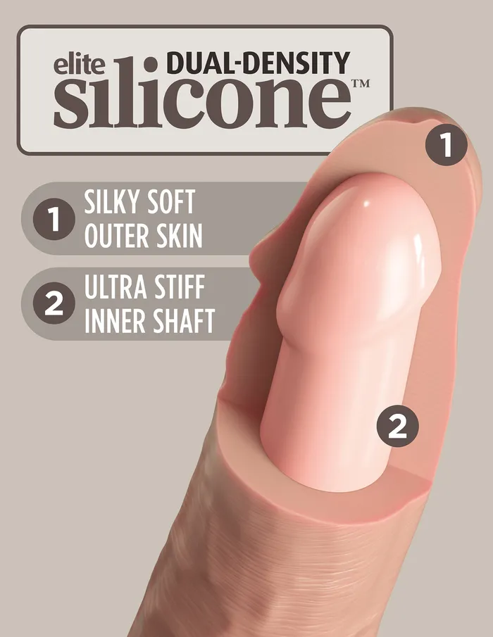 Pipedream Dildos | King Cock Elite 11 Inch Silicone Dual Density Cock - Brown