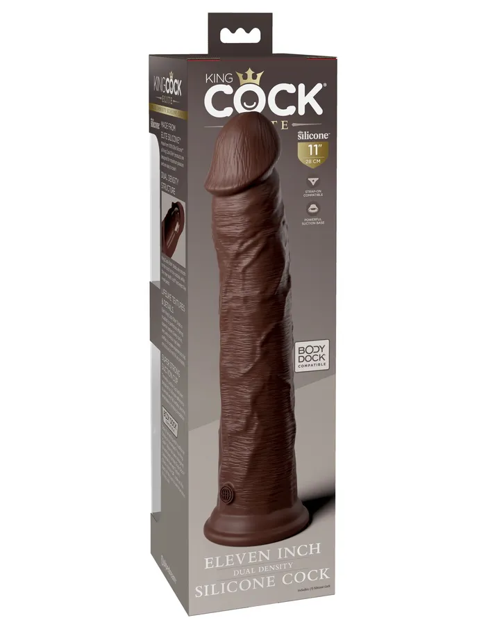 Pipedream Dildos | King Cock Elite 11 Inch Silicone Dual Density Cock - Brown
