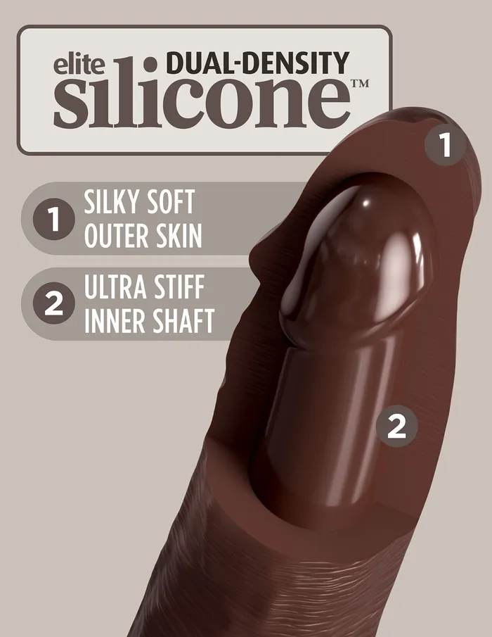 Pipedream Dildos | King Cock Elite 11 Inch Silicone Dual Density Cock - Brown