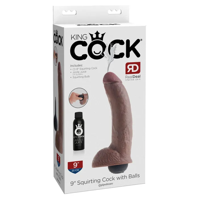 Pipedream King Cock 9 Inch Squirting Cock With Balls - Brown | Dildos Pipedream King Cock 9 Inch Squirting Cock With Balls - Brown | Dildos
