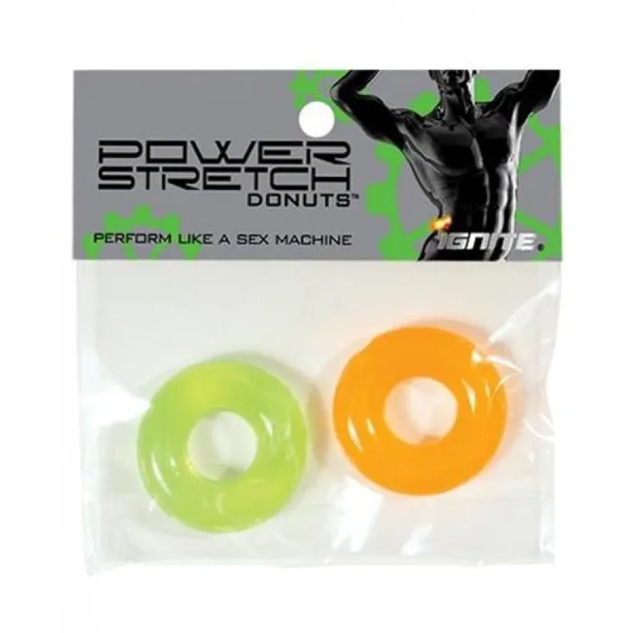 SI Novelties Power Stretch Donuts 2 Pack Orange and Green Male Sex Toys