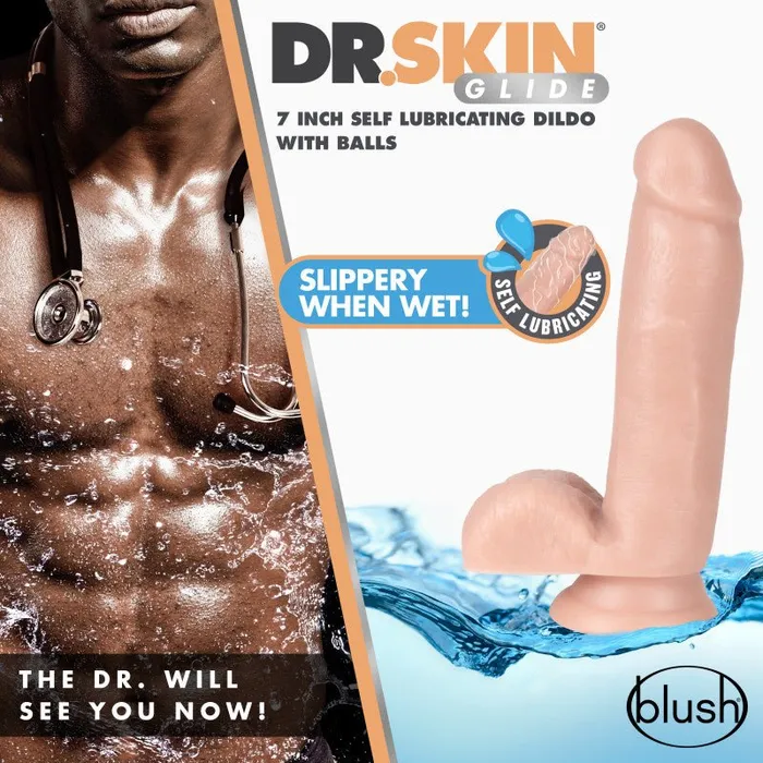 Blush Novelties Dildos Dr Skin Glide 7 Inch Self Lubricating Dildo Flesh 178 cm Dong Blush Novelties Dildos Dr Skin Glide 7 Inch Self Lubricating Dildo Flesh 178 cm Dong