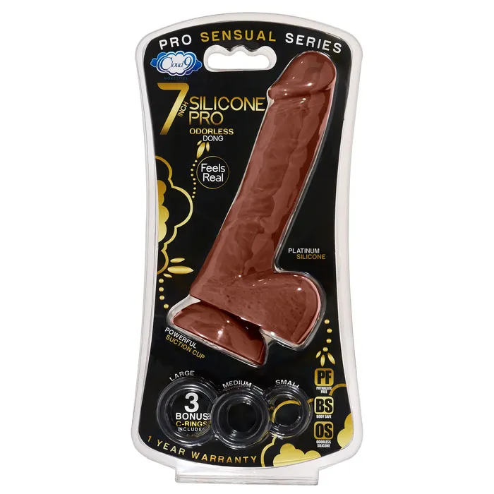 Cloud 9 Cloud 9 Pro Sensual Premium Silicone Dong W 3 C Rings Brown 7 inch Dildos