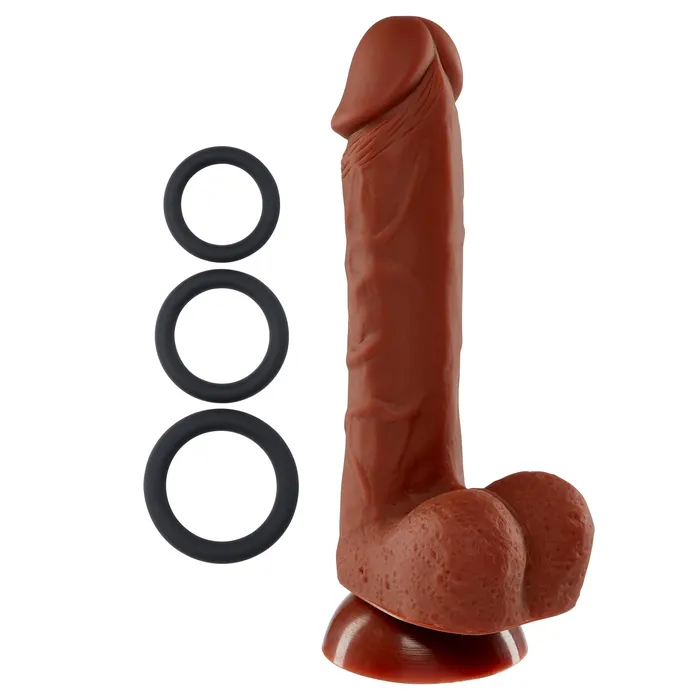 Cloud 9 Cloud 9 Pro Sensual Premium Silicone Dong W 3 C Rings Brown 7 inch Dildos