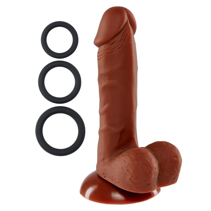 Cloud 9 Pro Sensual Premium Silicone Dong W 3 C Rings Brown 6 inch Cloud 9 Dildos
