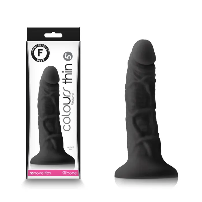 Colours Pleasures Thin 5 Dildo Black NS Novelties Dildos