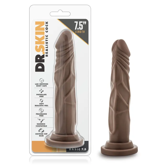 Dildos Blush Novelties Dr Skin Realistic Cock Basic 75 Chocolate