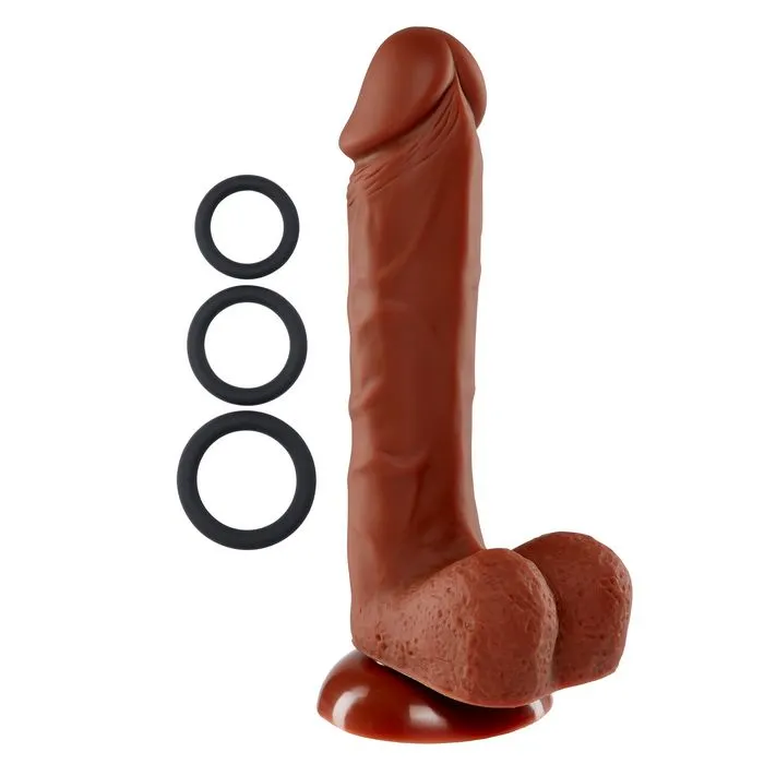 Dildos Cloud 9 Pro Sensual Premium Silicone Dong W 3 C Rings Brown 8 inch Cloud 9