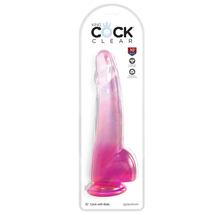 Dildos Pipedream King Cock Clear 10 Cock with Balls Pink Dildos Pipedream King Cock Clear 10 Cock with Balls Pink