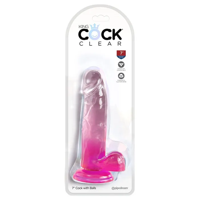 Dildos Pipedream King Cock Clear 7 Cock with Balls Pink Dildos Pipedream King Cock Clear 7 Cock with Balls Pink
