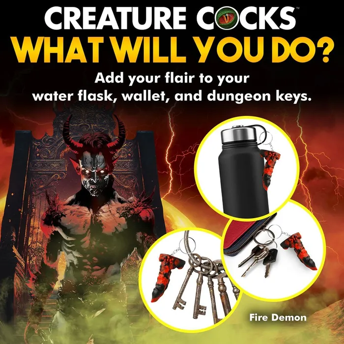 Dildos XR Brands Creature Cocks Fire Demon Keychain Novelty Fantasy Dildo Keyring Dildos XR Brands Creature Cocks Fire Demon Keychain Novelty Fantasy Dildo Keyring
