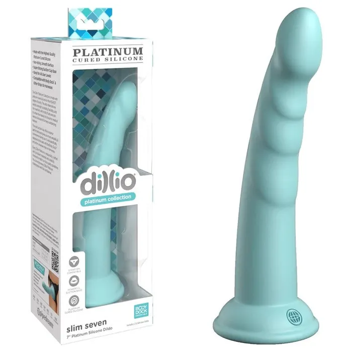 Dillio Platinum Slim Seven Teal Teal 178 cm 7 Dong Pipedream Dildos