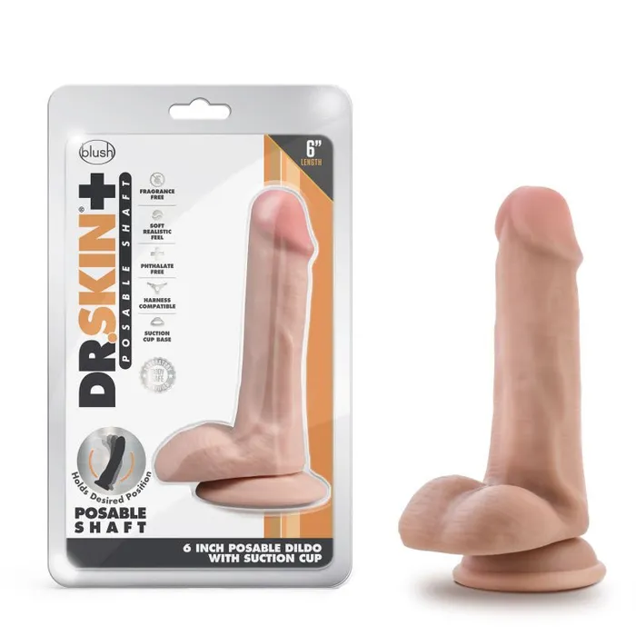 Dr Skin Plus 6 Girthy Poseable Dildo Flesh 165 cm 65 Dong Blush Novelties Dildos