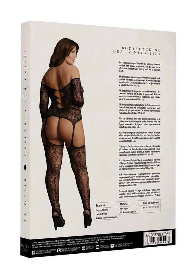 Le Desir Duo Net High Neck Bodystocking Le Desir Bodystockings Playsuits