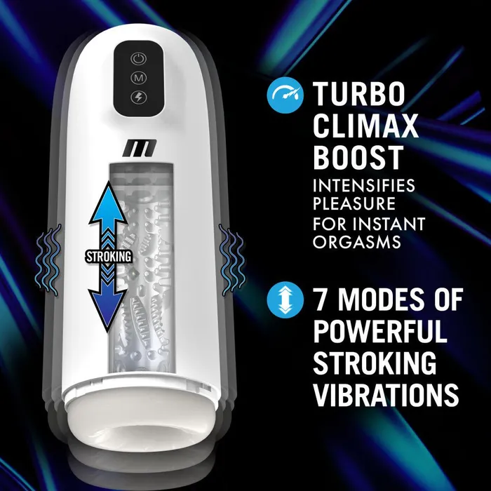 M For Men RoboBator White USB Rechargeable Vibrating Auto Stroker Blush Novelties Male Sex Toys