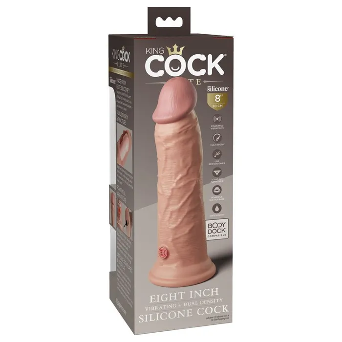 Pipedream Dildos King Cock Elite 8 Vibrating Dual Density Cock Flesh Pipedream Dildos King Cock Elite 8 Vibrating Dual Density Cock Flesh
