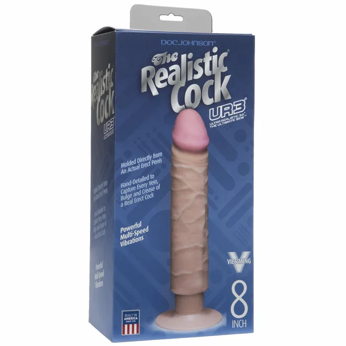 Realistic Cock Vib 8 inch with out Balls White Realistic Cocks Dildos