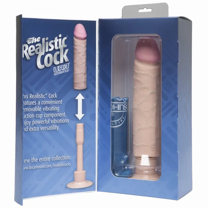Realistic Cock Vib 8 inch with out Balls White Realistic Cocks Dildos