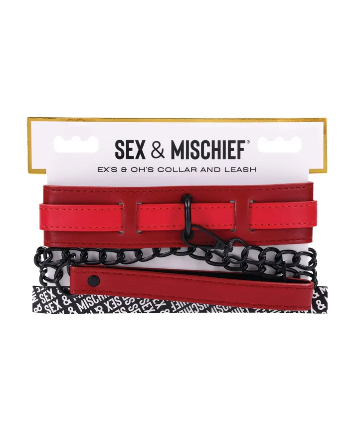 Sex Mischief Exs Ohs Collar Leash RedBlack Sportsheets International Anal