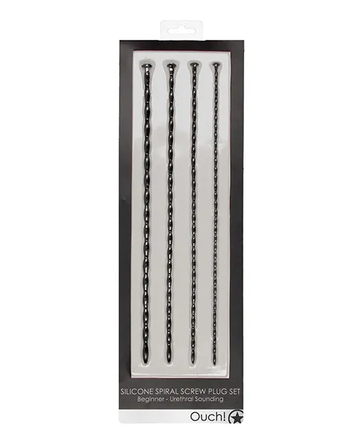 Shots America LLC Shots Ouch Beginner Urethral Sounding Silicone Spiral Screw Plug Set Black Anal Shots America LLC Shots Ouch Beginner Urethral Sounding Silicone Spiral Screw Plug Set Black Anal
