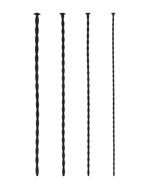 Shots America LLC Shots Ouch Beginner Urethral Sounding Silicone Spiral Screw Plug Set Black Anal