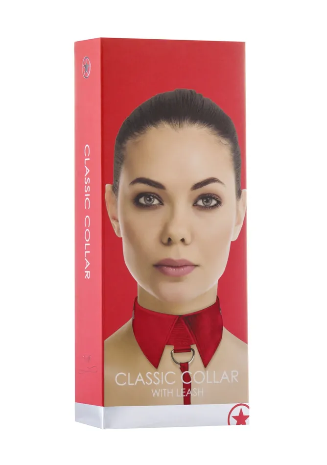 Shots Ouch Classic Collar with Leash Red Vibrators