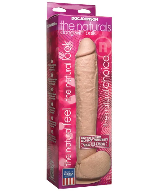 The Naturals 12 Cock wBalls Flesh Doc Johnson Dildos