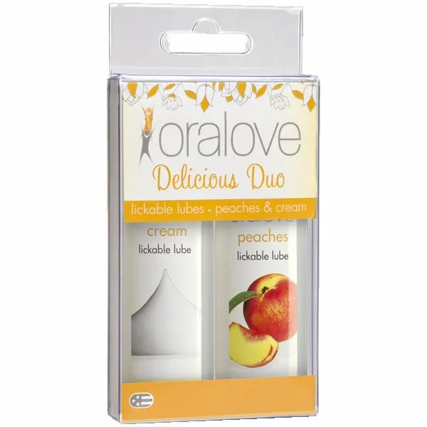 Vibrators Oralove Delicious Duo Flavored Lube Peaches Cream Doc Johnson