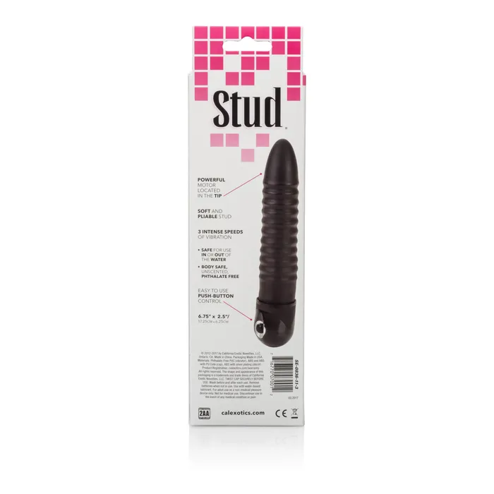 Waterproof Power Stud Ribbed Vibe Black California Exotic Vibrators